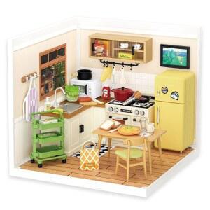 롤라이프 DIY 미니어처 플라스틱 하우스 빌딩 세트 장난감 놀이 미니 피규어 건설용 디오라마 키트 선물 청소년을 위한 (해피 밀스 키친)