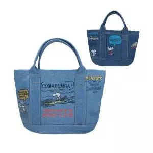 자체제작 아이빈 스누피 데님백 캐주얼 데일리 가방 에코백 캔버스백 손가방 미니 토드백