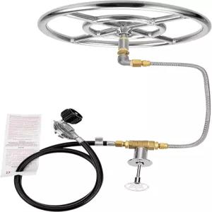 12인치 스테인리스 스틸 화덕 설치 링 버너 밸브 조립 키트 컨트롤 노브 및 프로판 호스 포함 안뜰 테라스