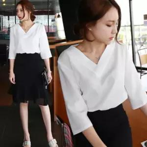 [라일리여성의류] Rly 프릴블라우스 레이스 롱셔츠 여자남방 정장 봄