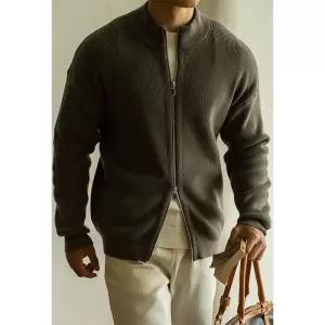 남성용 니트 면 추동 빈티지 캐주얼 트렌디 아이템 집업 이태리 기모 카디건 HT4