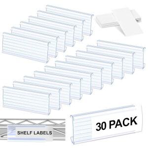 콜웨이트 30개 라벨 홀더 선반 라벨, 용지 삽입이 있는 와이어 홀더, 선반용 1-1/4인치 선반과 호환되는 메트로 클립 플라스틱