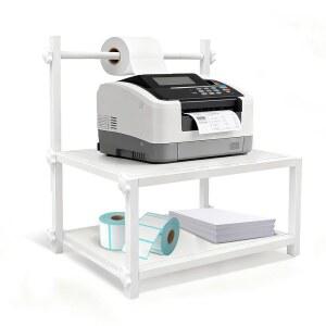 롤 & 팬 폴드용 라벨 홀더 나무, 후면 열 프린터 스탠드, 데스크톱용 배송 정리함, 홈 오피스 소규모 비즈니스용