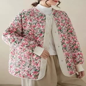 여성 점퍼 꽃무늬 빅사이즈 옷 자켓 의상 겨울 패딩