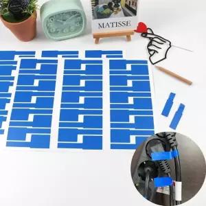 각종 전선 케이블 부착식 이름표 네임택 스티커 블루 30P