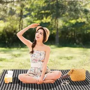 방수 피크닉 매트 소풍 돗자리 캠핑 한강 야외 텐트 여행용 접이식 패브릭 체크 소품