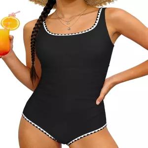 크리스원 소녀 수영복 원피스 여아용 대비 트림 조절 스트랩 적당한 9-16Y