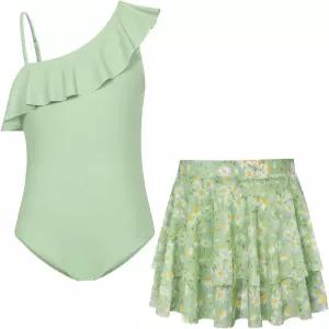 그레이스 카린 걸스 원피스 수영복 메쉬 스커트 6-14Y