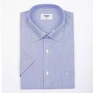 [롯데백화점]레노마 런던 스트라이프 스판 일반핏 반팔 셔츠 RZUSG0044-BU