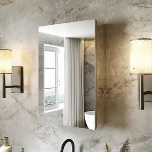 거울이 있는 컴 타일 16x24 욕실 약장 거울 측면 패널이 알루미늄 합금 프레임 조절 가능한 선반이 표면 또는 오목한 조립 필요