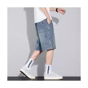 남자 청반바지 컬러 옵션 데님 반바지 밴딩 빈티지 편안한 스트리트 패션 하프 바지 원픽1