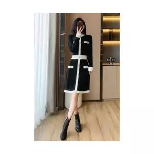 여성 니트 원피스 스커트 오피스룩 이너 배색 럭셔리 슬림핏 1PICK1