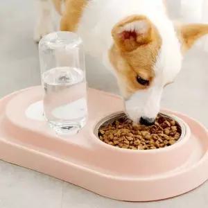 고양이 강아지 식기 2구 반자동 급식기 사료 그릇