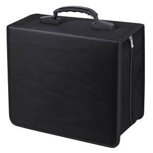 eAj 시벳 CD/DVD 바인더, CD DVD 케이스 홀더 바인더 400 용량 CD/DVD 지갑 보관 책자 앨범 상자(흰색 바인더, 검은색)