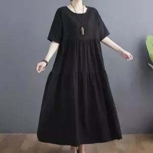 캉캉원피스 A라인 원피스 여유핏 라운드넥 캉캉 셔링 체형커버