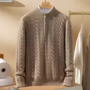 미비다 남친 니트 캐주얼 스웨터 폴라 반 꽈배기 기모 집업 ADOR1