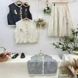 여친 캐주얼 겨울 조끼 토끼 라운드 트렌디 아이템 나시 카디건 레이어드 레이스 HT4