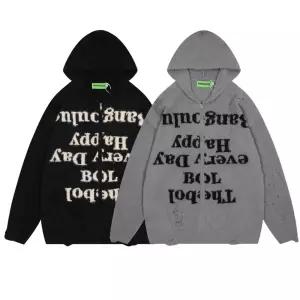 미비다 남자 니트 빈티지 힙합 점퍼 톤 후드 잠바 카디건 후드집업 루즈핏 다운 스웨터 레터링 ADOR1