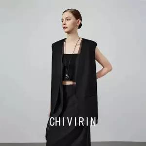 볼사스 블랙 여친 캐주얼 베스트 조끼 텐셀 딥넥 ADOR1