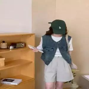 볼사스 여자 청 캐주얼 솔리드 민소매 탑 조끼 ADOR1