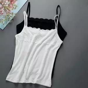 여성 레이스 끈나시 슬리브리스 이너웨어 면 나시티 2컬러