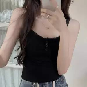 여성 골지 캡나시 레이스 프릴 끈나시 이너웨어 이너탑 속옷 나시티