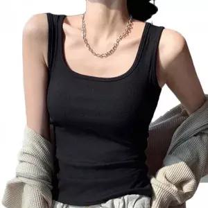 스퀘어넥 골지 슬리브리스 세미크롭 나시 브라탑 이너웨어 탱크탑