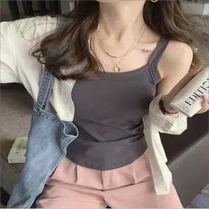 브라패드 내장 4컬러 여성 나시 데일리 이너웨어 끈나시