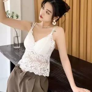 레이스 여성 캡나시 더블 스트랩 캐미솔 브라 끈나시 슬립 웨어