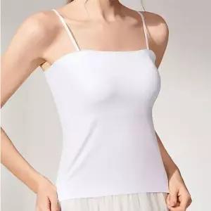 여성용 심리스 노와이어 브라탑 캡나시 이너웨어 캐미솔 끈나시