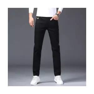 남성 바지 청 데일리 배기핏 가을겨울 순흑색 하치비 프리미엄 경량 스판 슬랙스 다올4
