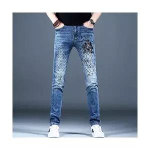 남성용 바지 청 캐주얼 추동 십자가 배기핏 데일리 종아리 핫피스 스판 다올4