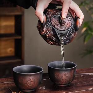 휴대용 여행용 차 세트 도자기 드래곤 냄비 콤부 만들기 도구 주전자 티팟