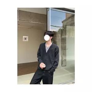 남친 니트 가을 투피스 페이크 차콜 V넥 코트 브이넥 젠3