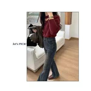 M2 여성청바지 빈티지 블루 스판 데님 부츠컷 팬츠 가을 슬림핏 말발굽 플레어 슬리퍼 JEN3