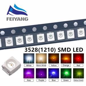 100pcs 3528 SMD LED 빨간색 노란색 녹색 흰색 파란색 주황색 UV 발광 다이오드 PCB DIY 모듬 키트
