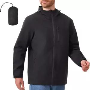 사이클링 하이킹 캠핑을 위한 후드 레인코트가 달린 ACCNUO 레인 재킷 남성 방수 경량