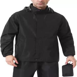 사이클링 골프용 후드 윈드브레이커가 달린 iCreek 남성용 레인 재킷 경량 방수 포장 가능 쉘 레인코트