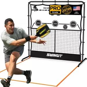 주방 라인 시스템이 장착된 휴대용 피클볼 리바운더 네트 딩크 발리 및 드라이브용 단독 트레이닝 캐리백이