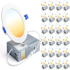엔시니어 24팩 4인치 LED 오목 천장 조명 조광성 2700K-5000K 5CCT 750LM 9W 120V 고휘도 캔리스 웨이퍼