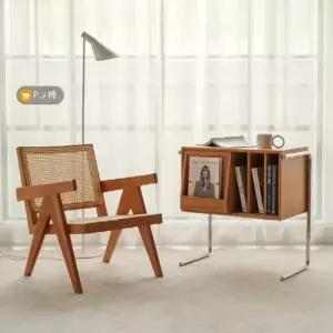 장식장 턴테이블 보관 선반 거치대 빈티지월넛 우드 매거진랙