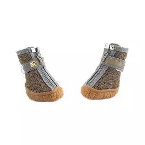 강아지 점핑 슈즈 브라운 1세트 반려견 메쉬 신발