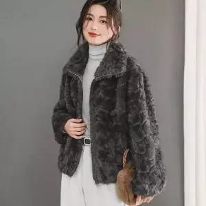 동계 여성패션 카디건 모피라이크 일체형 빅사이즈 옷 도톰한 상의 DL4
