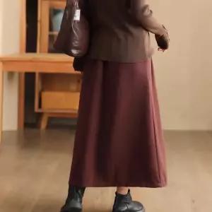 스커트 모직 겨울 캐주얼 슬림핏 정장 여성패션 A라인 솔리드 하이웨스트 DL4