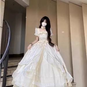 성인공주드레스 커스튬 귀족 블루 스냅촬영 드레스 꽃무늬