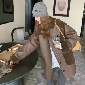 페이크 여성용 코트 일체형 가죽 퍼 자켓 1PICK1