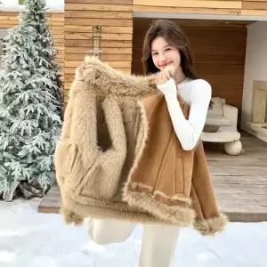 페이크 여성 일체형 재킷 퍼 가죽 코트 1PICK1