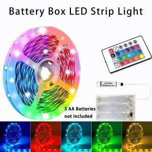 TV 백라이트 바 캐비닛 및 침실 DIY용 리모컨이 포함된 배터리 구동식 유연한 색상 변경 LED 스트립 조명