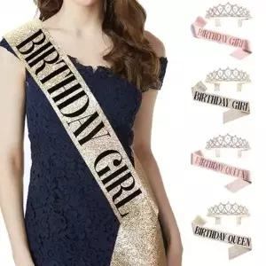 생일왕관 어깨띠 공주세트 파티 장식 머리띠 데코용