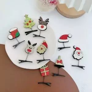크리스마스 파티 흔들 집게핀 10종세트 헤어핀 머리핀